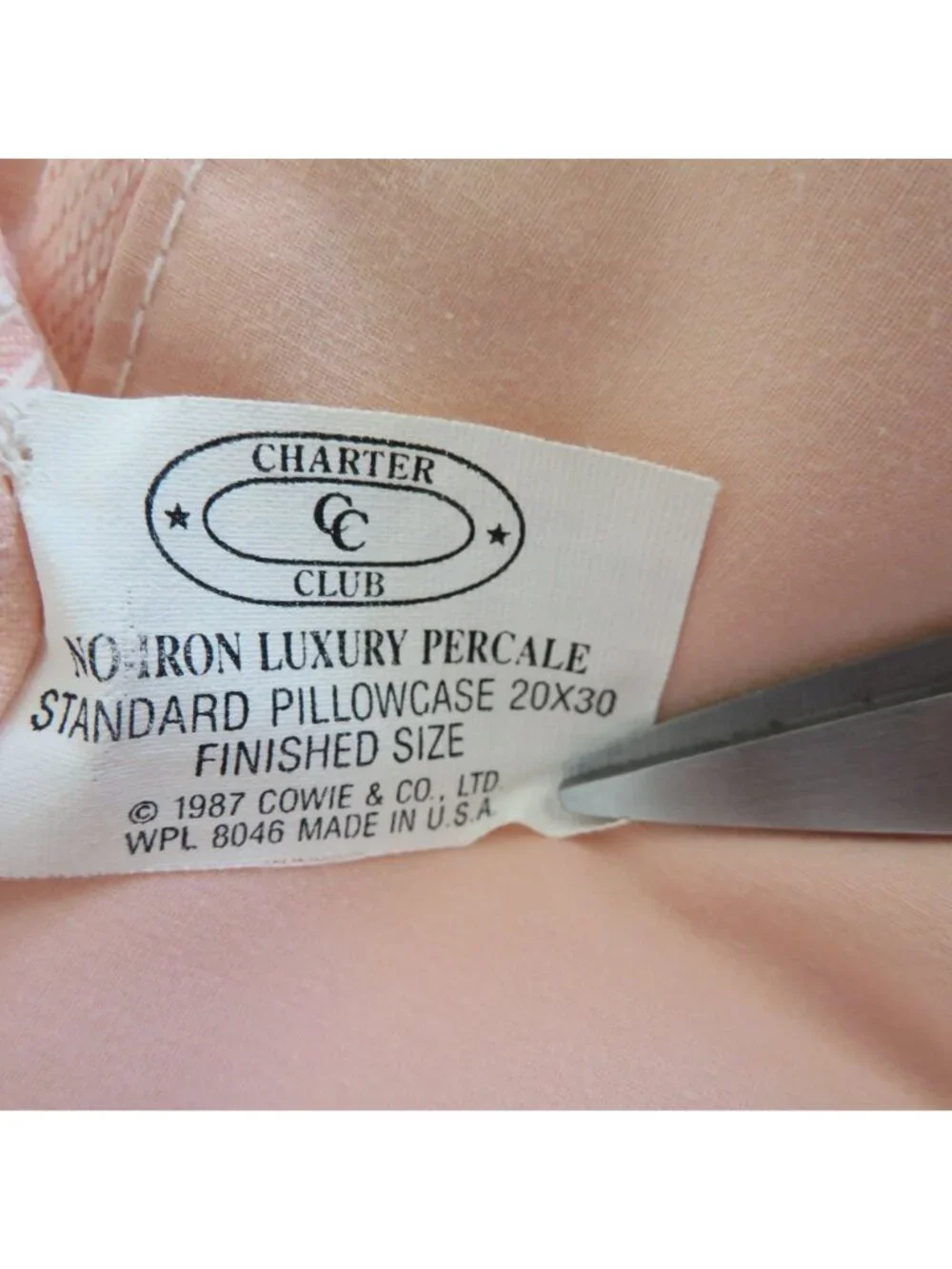 Charter Club No-Iron Luxury Percale Standard Pillowcases 20x30 Peach Made In USA